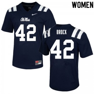 Women's University of Mississippi #42 Brooks Brock Navy NCAA Jersey 550026-346