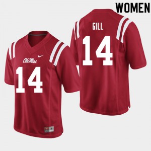 Women Rebels #14 Daylen Gill Red Football Jerseys 875083-270