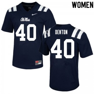 Women Ole Miss Rebels #40 Jalen Denton Navy Football Jersey 646232-828