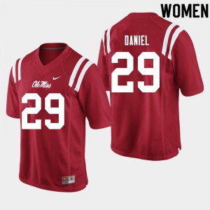 Women's Ole Miss #29 Lakevias Daniel Red Official Jersey 158903-698