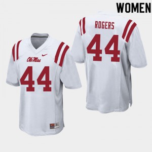 Women's Ole Miss Rebels #44 Payton Rogers White Football Jersey 653238-186
