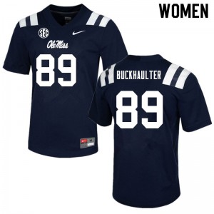 Women's Ole Miss Rebels #89 Brandon Buckhaulter Navy NCAA Jerseys 983221-560