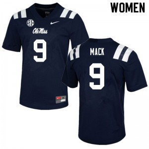 Womens Rebels #9 Brandon Mack Navy High School Jerseys 146024-420