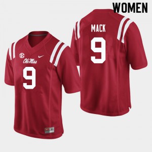 Women's University of Mississippi #9 Brandon Mack Red Stitched Jerseys 829591-839