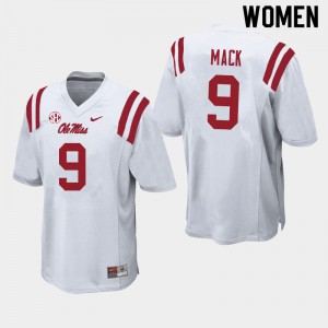 Womens University of Mississippi #9 Brandon Mack White Stitched Jersey 595899-226