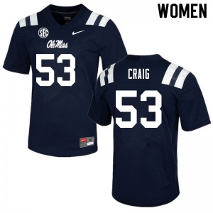 Womens Ole Miss Rebels #53 Carter Craig Navy Official Jerseys 813557-693