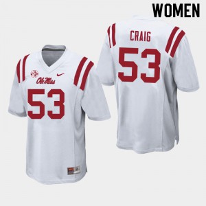 Women's Ole Miss #53 Carter Craig White Stitched Jerseys 820622-538