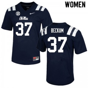 Women's Rebels #37 DJ Beckum Navy Official Jerseys 474717-813