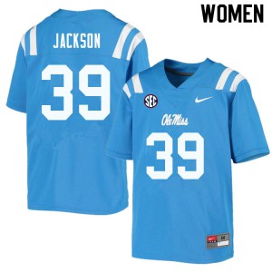 Women's Rebels #39 Dink Jackson Powder Blue University Jersey 356805-979