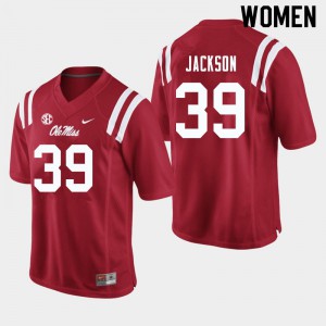 Womens Ole Miss Rebels #39 Dink Jackson Red Stitched Jerseys 744286-488