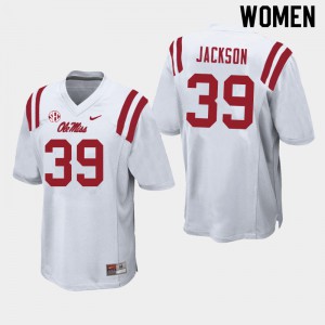 Womens Ole Miss Rebels #39 Dink Jackson White College Jerseys 447067-798