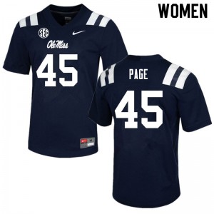 Women Ole Miss Rebels #45 Fred Page Navy Embroidery Jersey 210951-736