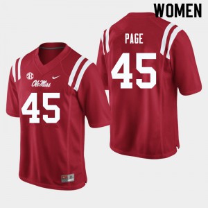 Women's University of Mississippi #45 Fred Page Red Football Jersey 461012-819