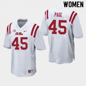 Womens Ole Miss Rebels #45 Fred Page White Football Jersey 747442-505