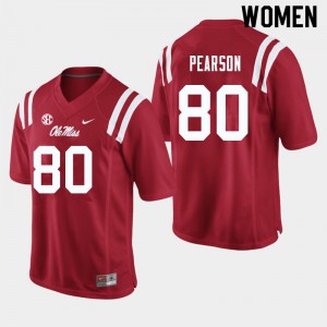 Womens University of Mississippi #80 Jahcour Pearson Red NCAA Jersey 200207-892