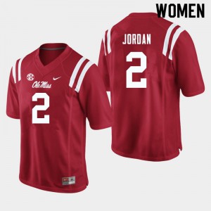 Women Ole Miss Rebels #2 Jalen Jordan Red Stitched Jersey 664775-299