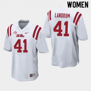 Womens Rebels #41 Solomon Landrum White NCAA Jerseys 211540-441