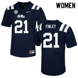 Womens Ole Miss #21 AJ Finley Navy University Jerseys 931249-906