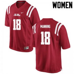 Women's Rebels #18 Archie Manning Red University Jersey 523963-904