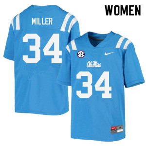 Women's Rebels #34 Bobo Miller Powder Blue Football Jersey 530510-214