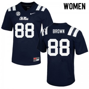Women Ole Miss Rebels #88 Bralon Brown Navy Official Jerseys 506639-302