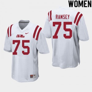 Women's Ole Miss Rebels #75 Bryce Ramsey White Alumni Jerseys 266374-760
