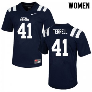 Women's Rebels #41 C.J. Terrell Navy Official Jersey 395745-744