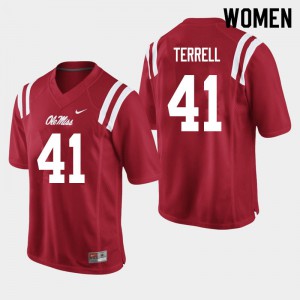 Womens Rebels #41 C.J. Terrell Red University Jersey 633899-239