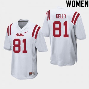 Women's University of Mississippi #81 Casey Kelly White Stitch Jerseys 145268-828