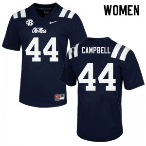 Womens Ole Miss #44 Chance Campbell Navy Stitch Jersey 816692-626