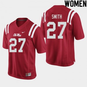 Women's Ole Miss Rebels #27 Dallas Smith Red Football Jersey 847836-507