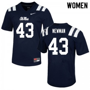 Womens Ole Miss #43 Daniel Newman Navy Embroidery Jersey 817329-197