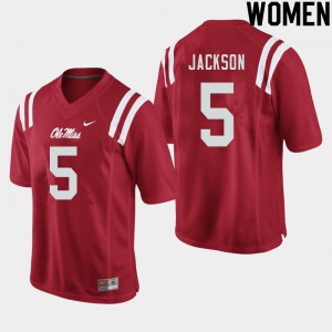 Women's Rebels #5 Dannis Jackson Red NCAA Jersey 210208-739