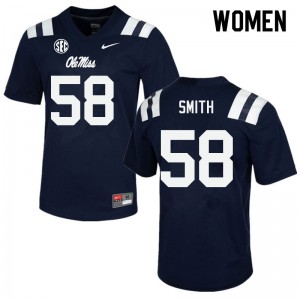 Women's University of Mississippi #58 Demarcus Smith Navy University Jersey 236114-518
