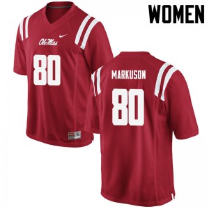 Women's Rebels #80 Elliot Markuson Red Football Jerseys 131413-741