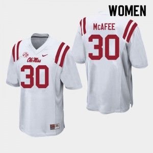 Womens Ole Miss Rebels #30 Fred McAfee White NCAA Jerseys 103083-234