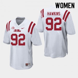 Women's University of Mississippi #92 JJ Hawkins White Stitch Jersey 562851-374