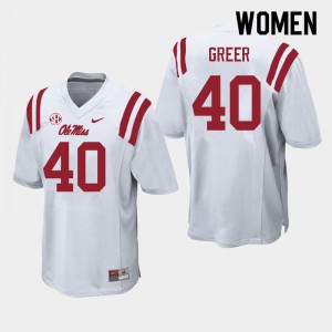 Women University of Mississippi #40 Jack Greer White Player Jersey 631570-530