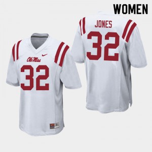 Womens Ole Miss #32 Jacquez Jones White Embroidery Jersey 990075-797