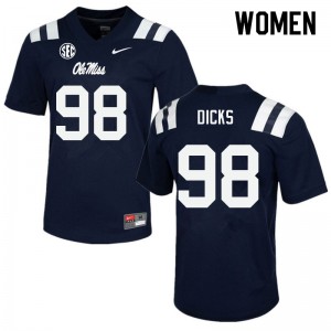 Women's Rebels #98 Jaden Dicks Navy Player Jersey 672507-487