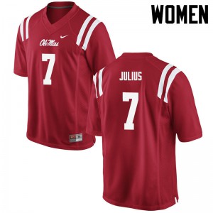 Women University of Mississippi #7 Jalen Julius Red Embroidery Jersey 833242-179