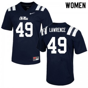 Women Ole Miss Rebels #49 Jared Lawrence Navy Embroidery Jersey 847213-620