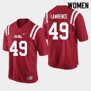 Womens Ole Miss #49 Jared Lawrence Red Football Jersey 125176-673