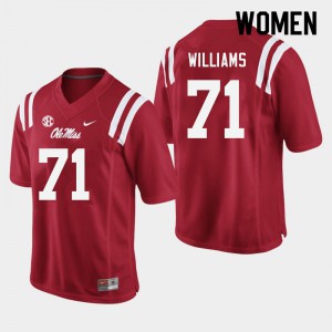 Women University of Mississippi #71 Jayden Williams Red College Jersey 276897-460