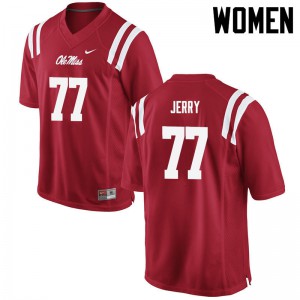 Women's Ole Miss Rebels #77 John Jerry Red College Jersey 246297-614