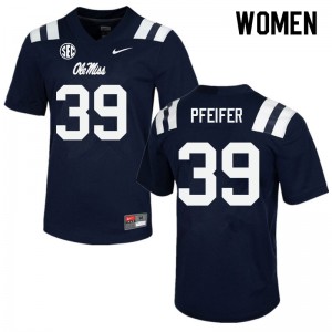 Women Ole Miss Rebels #39 Joshua Pfeifer Navy Embroidery Jersey 239110-743