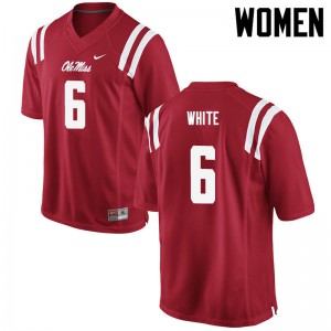 Women Ole Miss #6 Kam White Red College Jersey 515699-924
