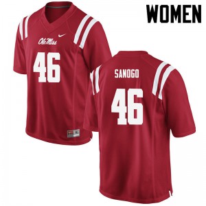 Womens Ole Miss #46 Mohamed Sanogo Red Football Jersey 739536-455