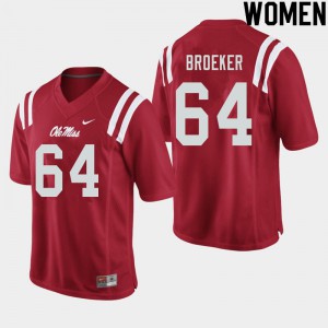 Women University of Mississippi #64 Nick Broeker Red High School Jerseys 722708-338