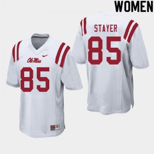 Women's University of Mississippi #85 Owen Stayer White Official Jerseys 162885-326